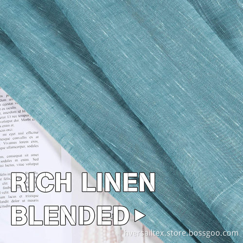 Elegant Light Filtering Turquoise Semi Sheer Linen Curtains